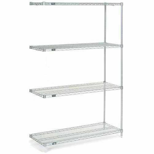 Silver Epoxy Wire Shelving Add-On 24x22W x 18x22D x 86x22H X246
