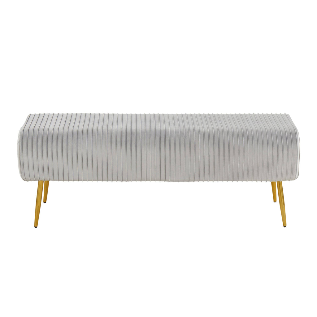 Silver Velvet and Gold Steel Pleated Bench E804763