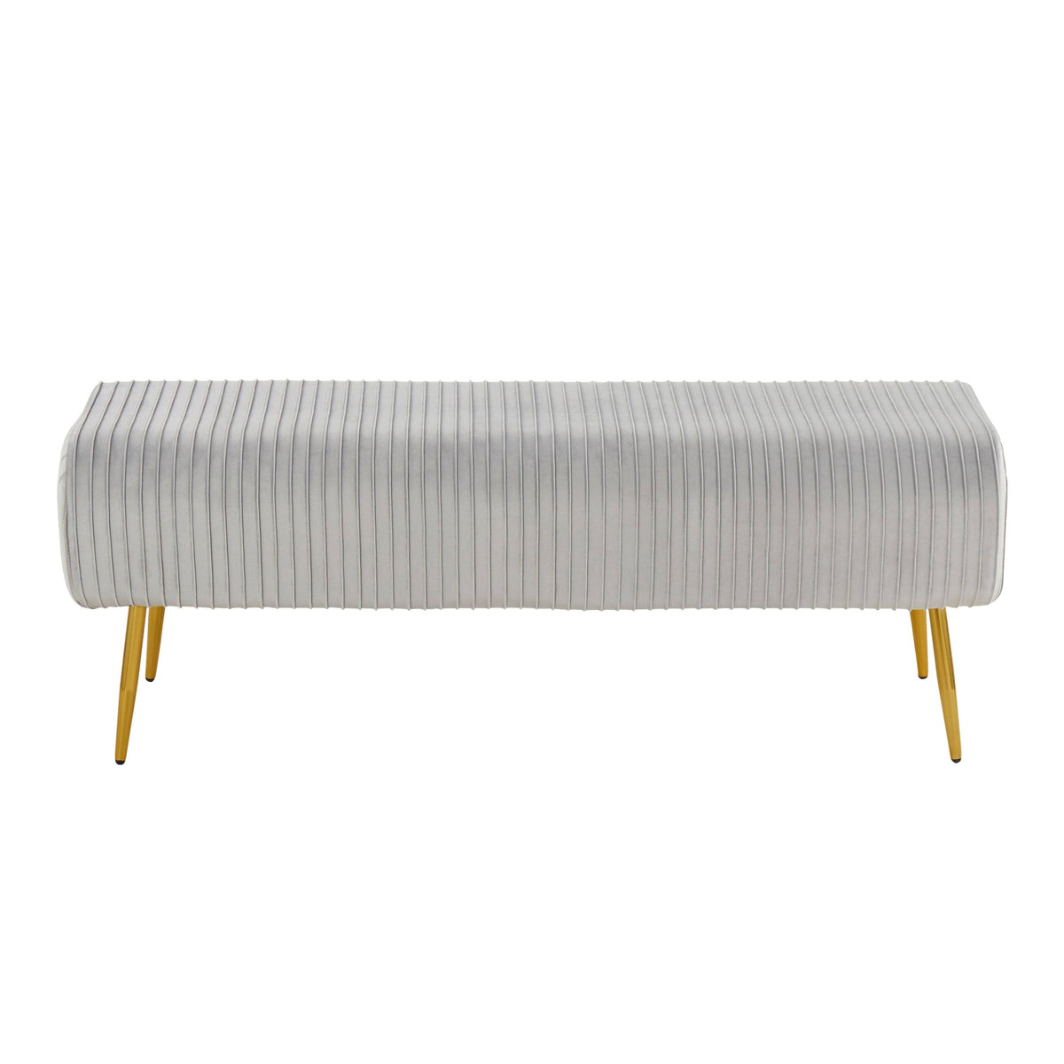 Silver Velvet and Gold Steel Pleated Bench E804763