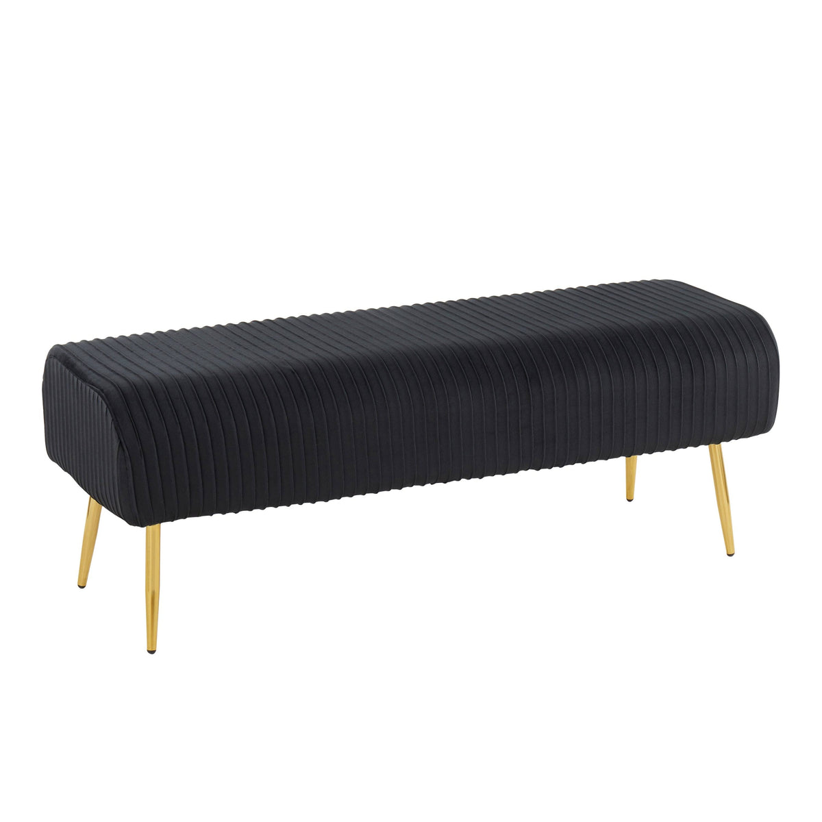 Silver Velvet and Gold Steel Pleated Bench E804763