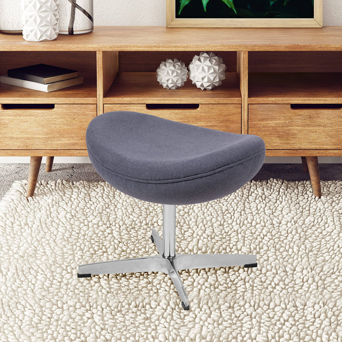Gray Fabric Saddle Wing Ottoman H216