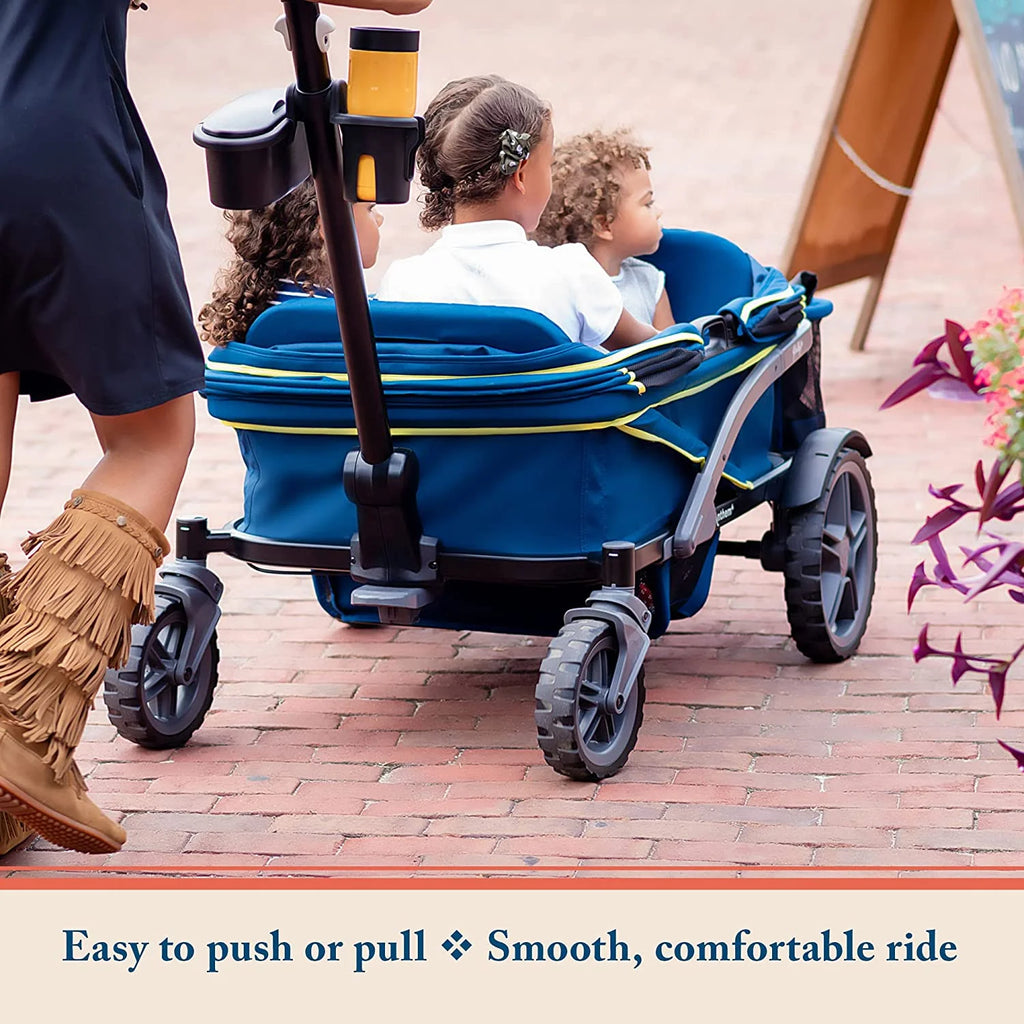 4-Seater Wagon Stroller with Rugged Wheels and Removable Canopy S358