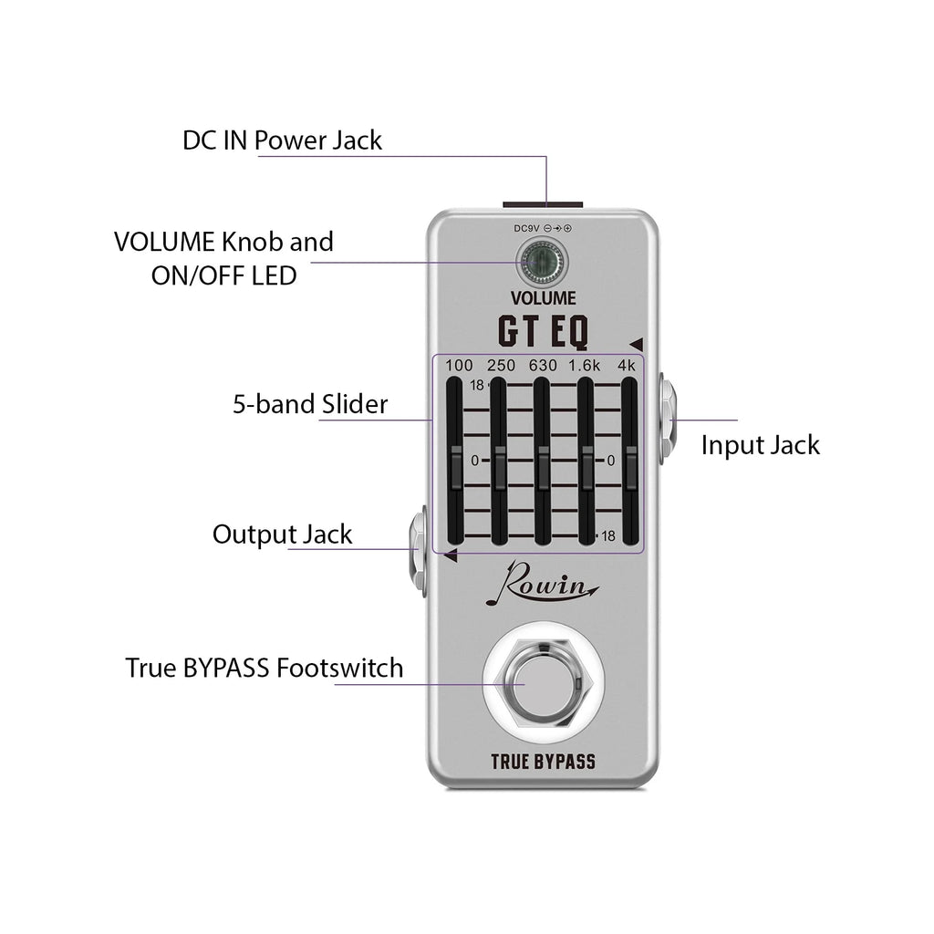 5-Band EQ Pedal for Electric Guitar with True Bypass G869