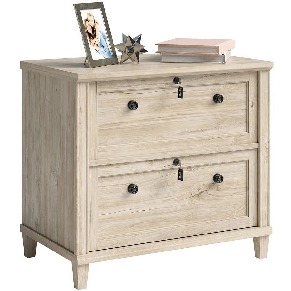 3-Piece Credenza Desk Hutch and Lateral File Cabinet L77331