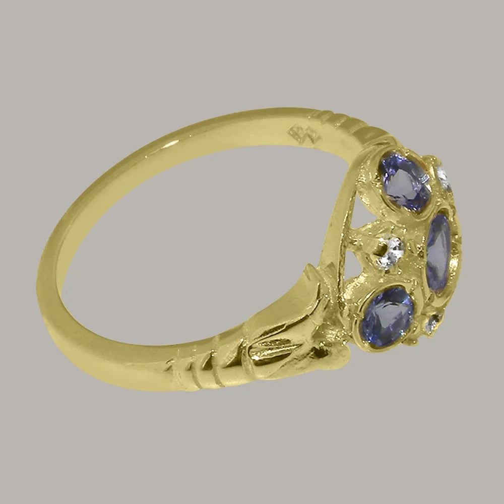 9k Yellow Gold Tanzanite Diamond Statement Ring S69015