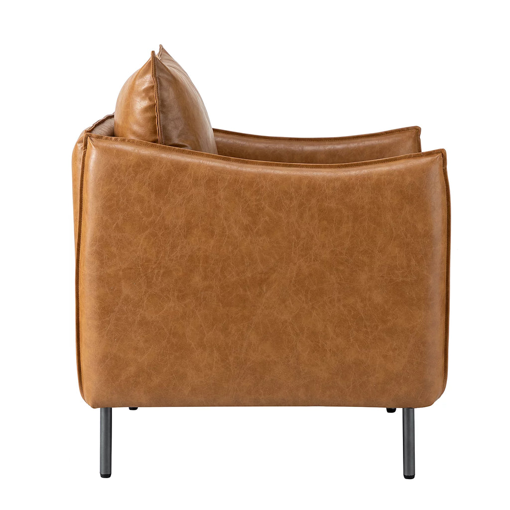 Vegan Leather Upholstered Accent Chair with Metal Legs V93837