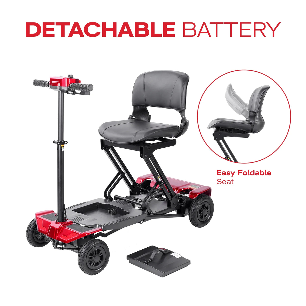 Auto Foldable Powered Mobility Scooter with Removable Lithium ion Battery O725
