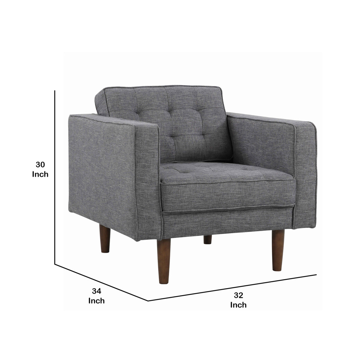 Gray Fabric Button Tufted Back Chair with Track Arms S394005