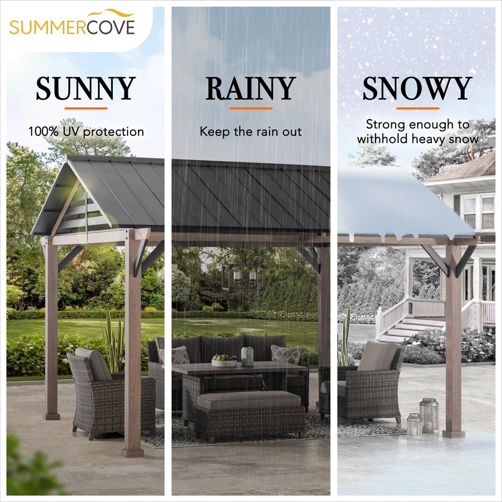 Black Galvanized Steel Hardtop Gazebo 13 x 13 ft. H8500