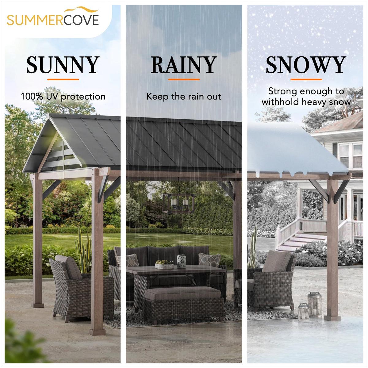 Black Galvanized Steel Hardtop Gazebo 13 x 13 ft. H8500