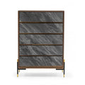 Walnut & Gray Manufactured Wood Five Drawers Chest N263