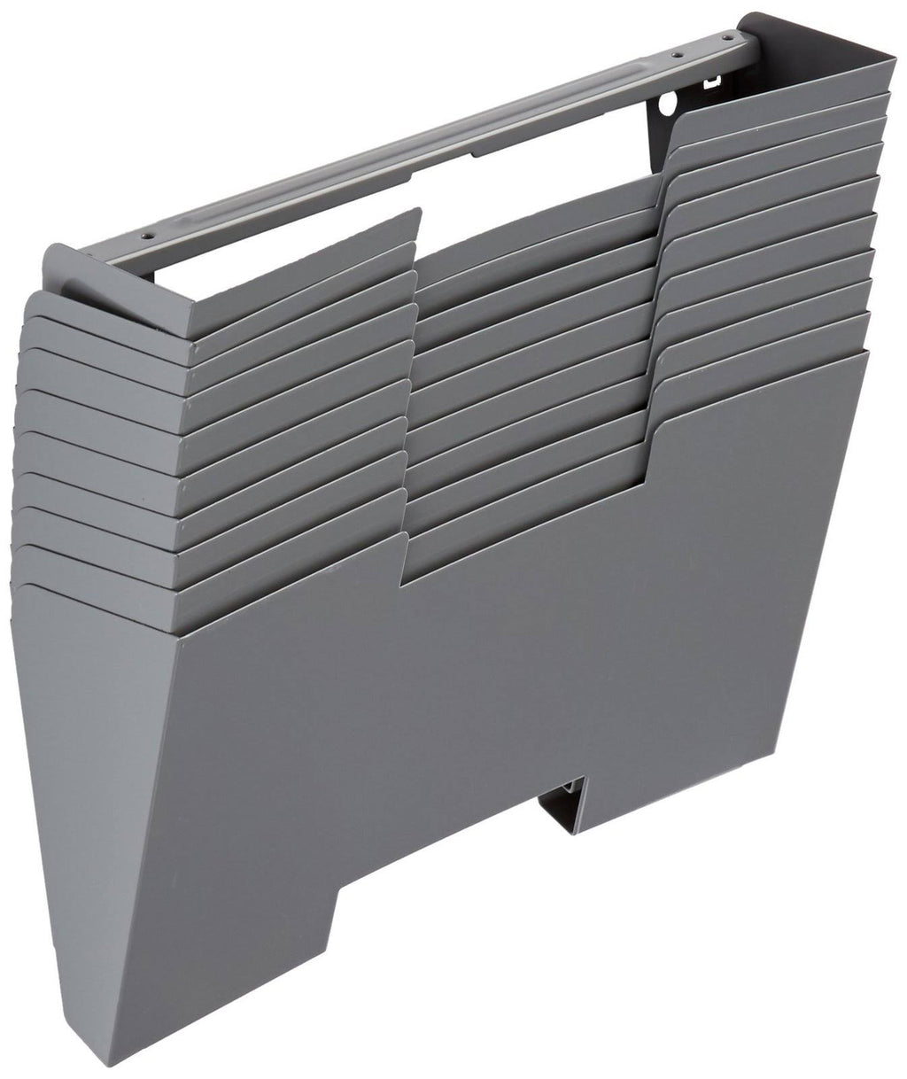 Gray Wall Mount Steel Vertical File Organizer 10 Sectional Modular A4349