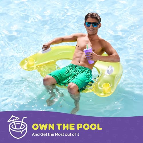 Inflatable Pool Float Chair with Cup Holders & Handles R3820