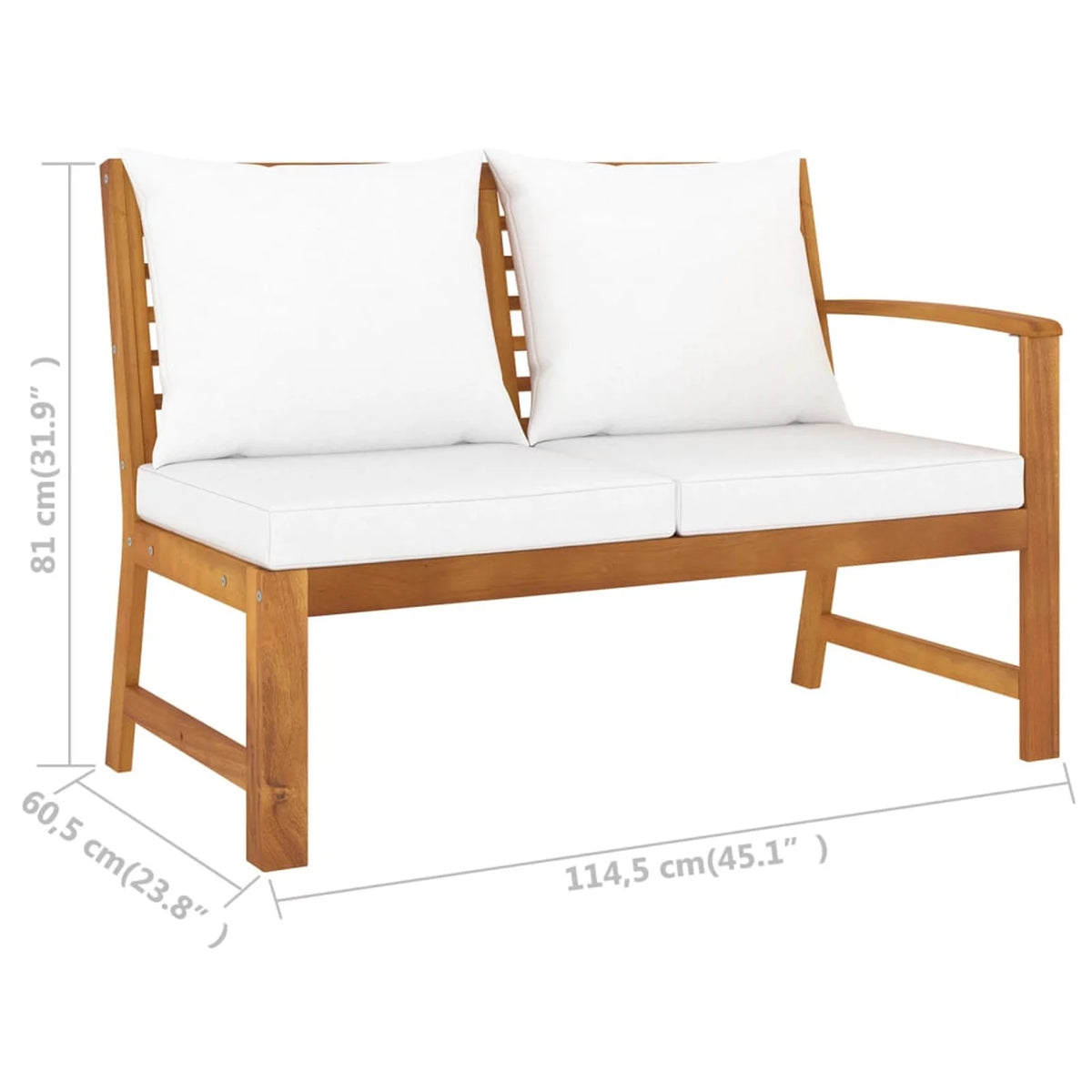 45.1" Acacia Wood Patio Bench with Cushion B36828