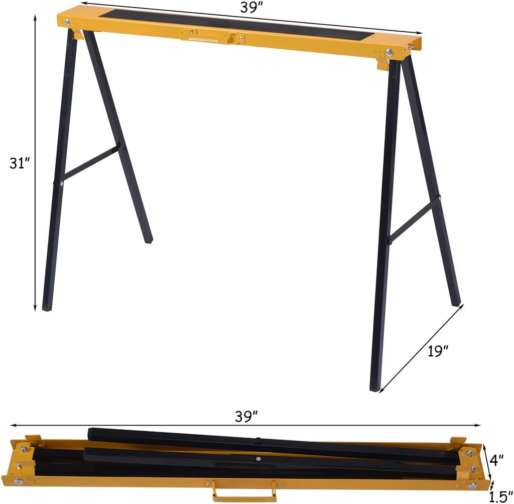 Heavy Duty Folding Sawhorse Pair, 275 lb Weight Capacity Each T6070