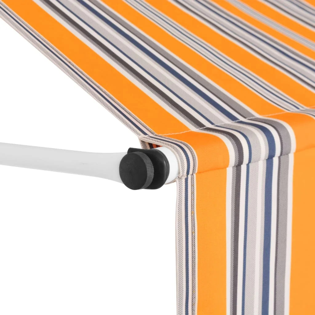 Manual Retractable Awning 137.8" Yellow and Blue Stripes G501308