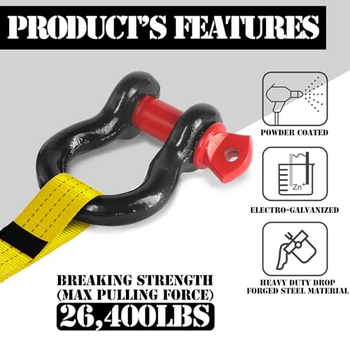 2 Pcs 1/2" D Ring Shackle 12 Ton with 5/8" Pin T445