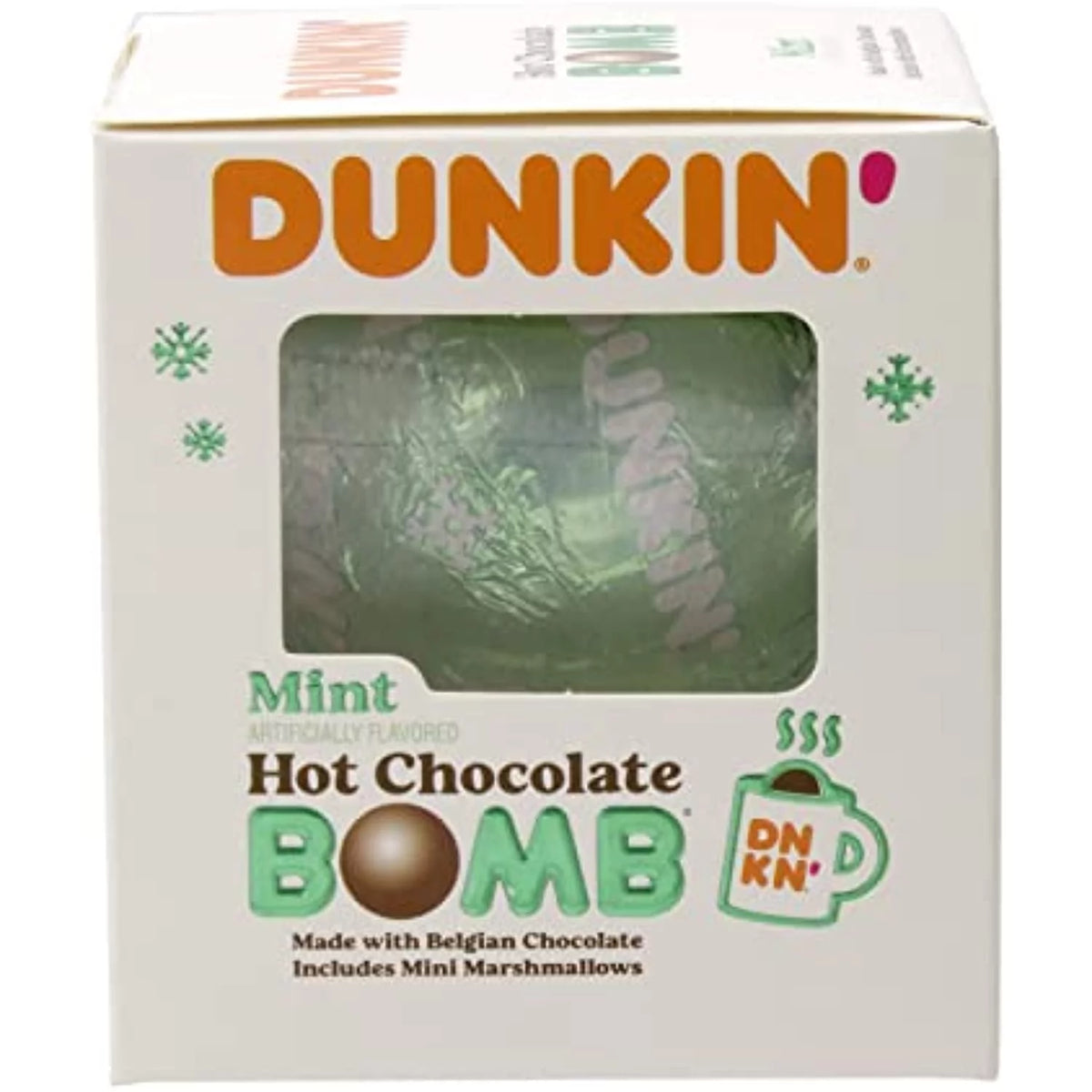 Mint Hot Chocolate Bomb Pack Of 6 Belgian Milk Chocolate with Mini Marshmallows 1.6 Ounce H463