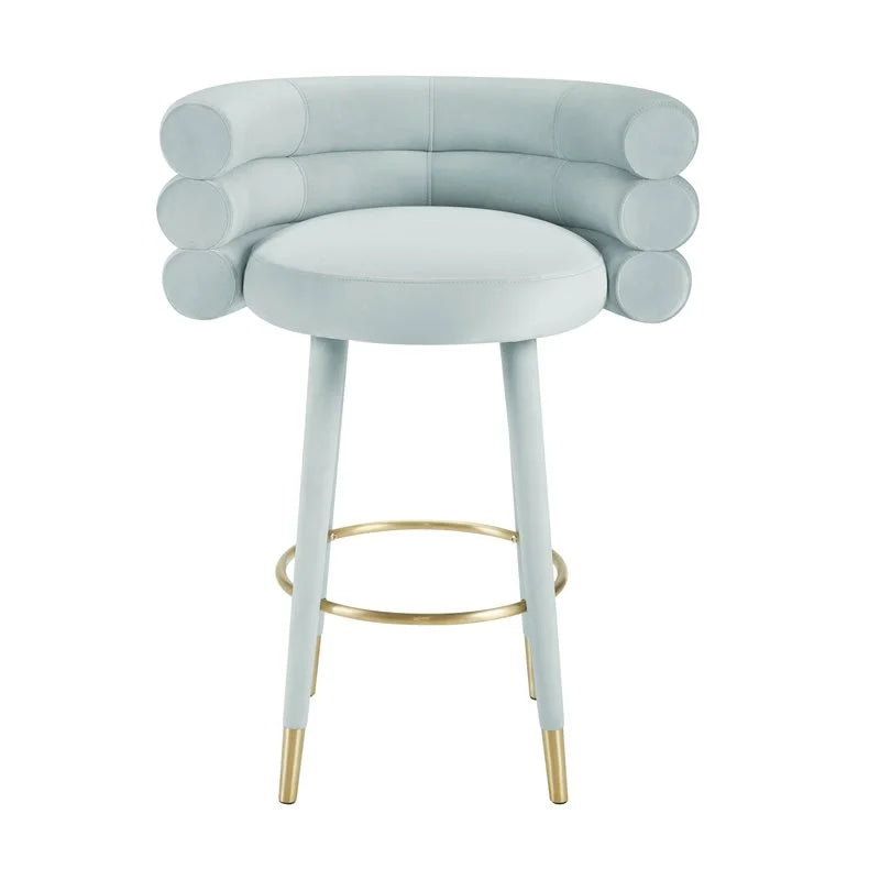 Velvet Bar Stool in Sea Foam Green & Gold Set of 3 V665565