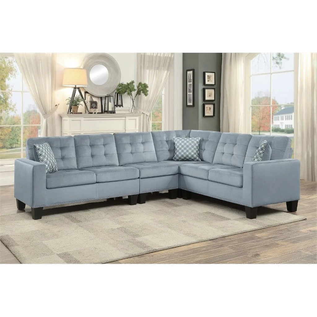 Gray Microfiber Reversible Sectional F587143