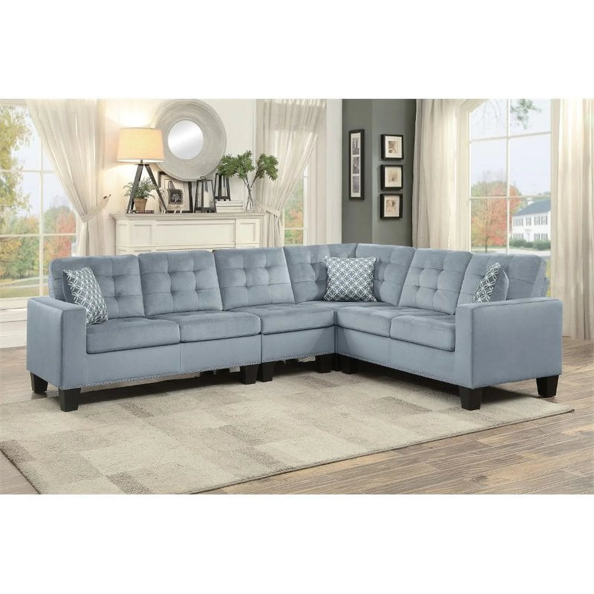 Gray Microfiber Reversible Sectional F587143