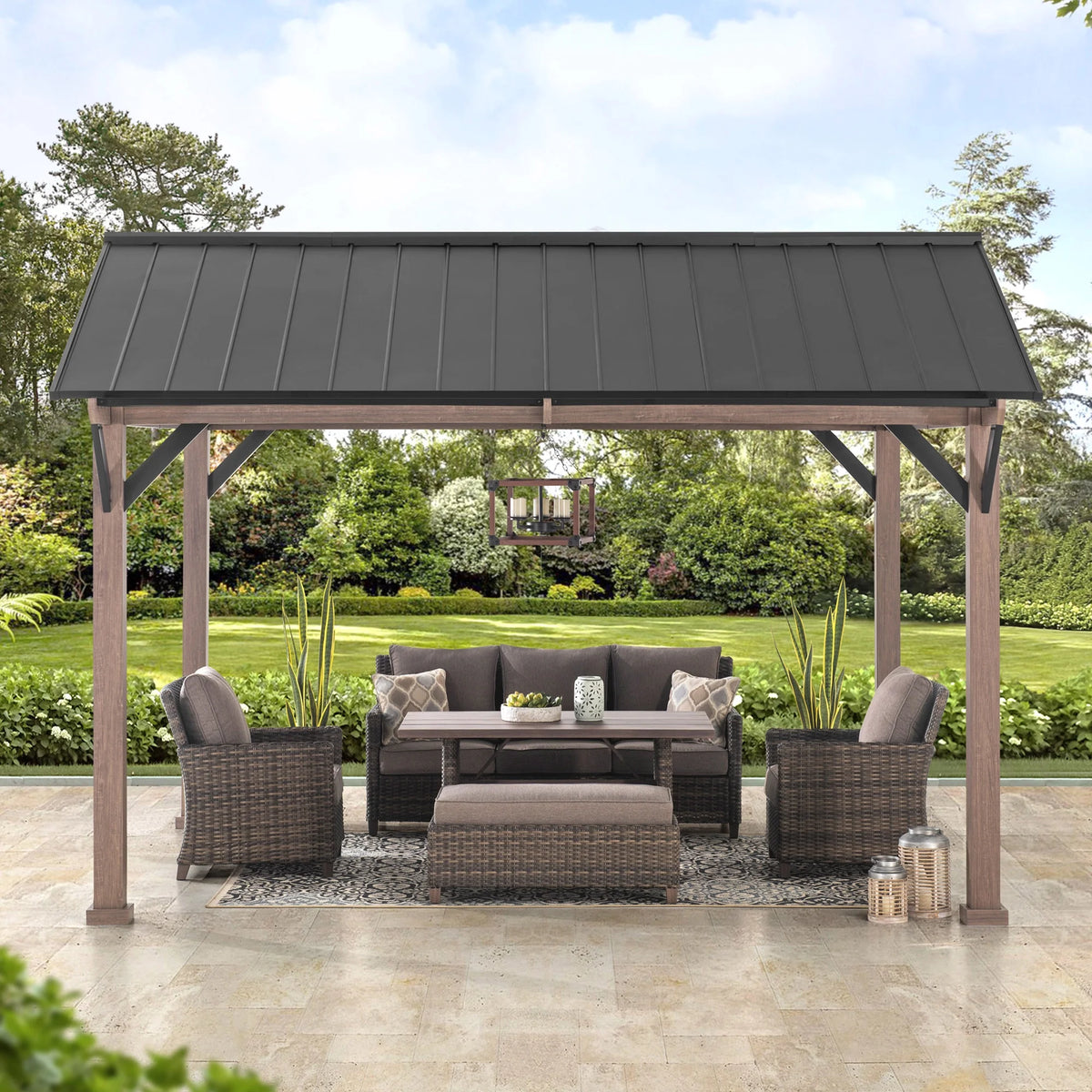 Black Galvanized Steel Hardtop Gazebo 13 x 13 ft. H8500
