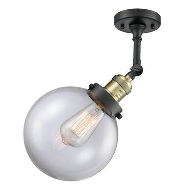 Black Antique Brass Semi Flush Mount Light O9727