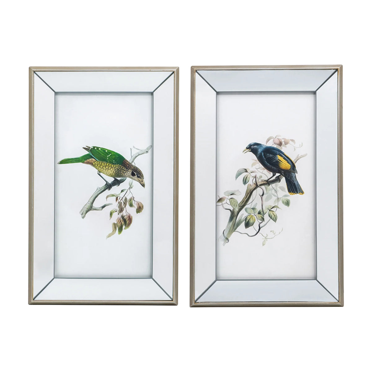 Rectangular Birds Mirror Frame Wall Art 15" x 24" 2ct F816859