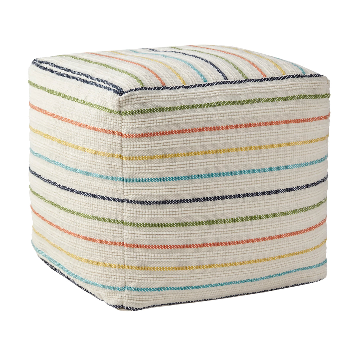 Stripe Outdoor Pouf, 16", Multi-Color S24105