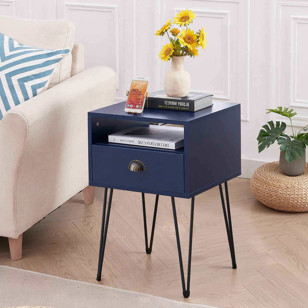 Blue 3-Piece Queen Bedroom Set with Nightstand Set of 2 W369