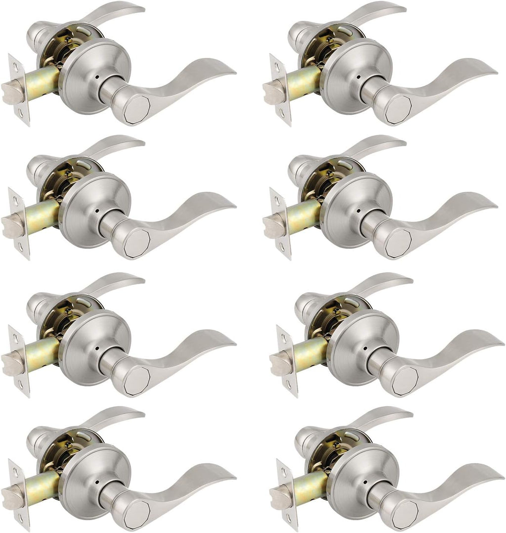 6 Pack Non-Locking Satin Nickel Door Lever Set C6018