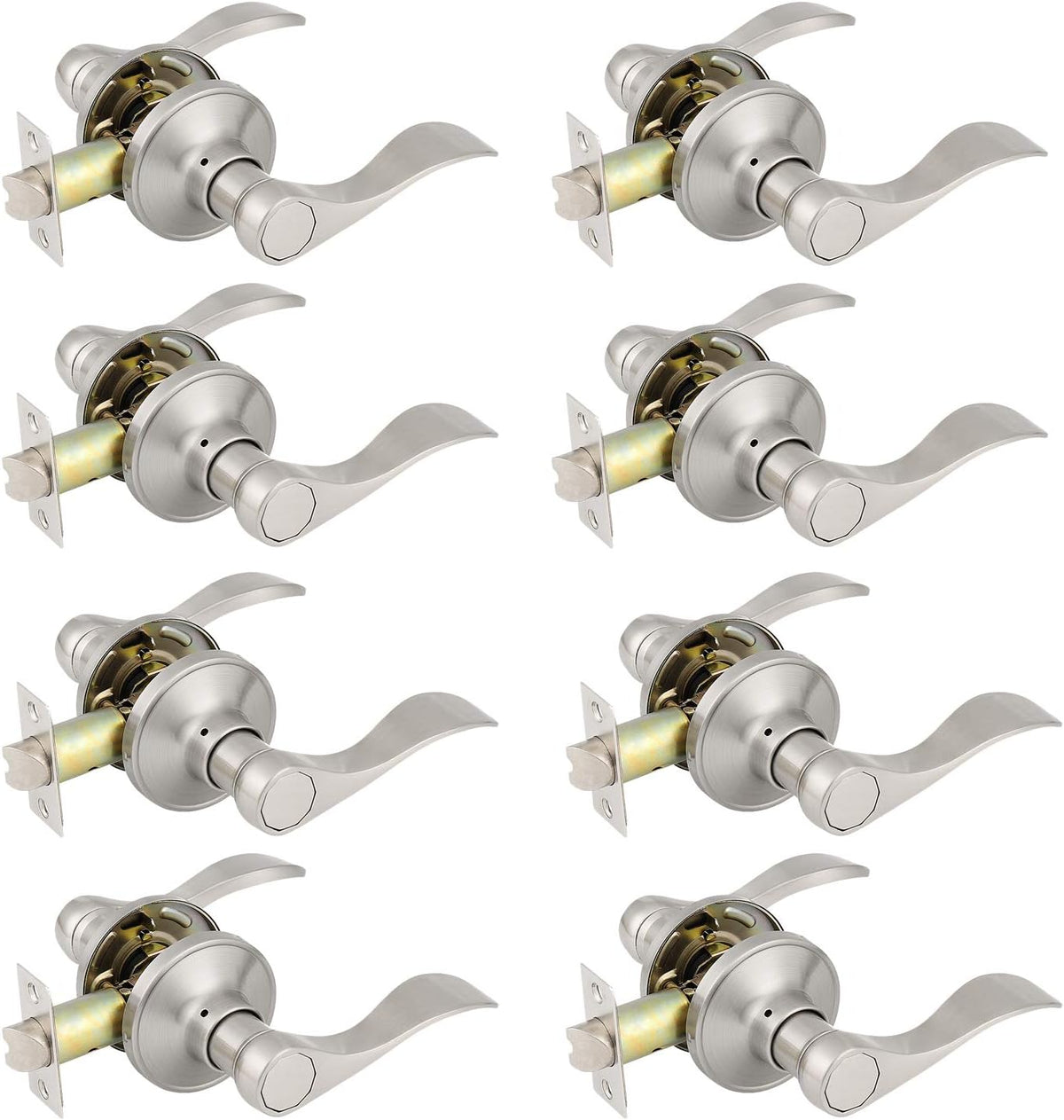 6 Pack Non-Locking Satin Nickel Door Lever Set C6018