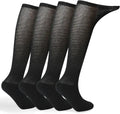 4 Pack Men’s Extra Wide Non-Binding Over The Knee Socks with Cushioned Sole C7898