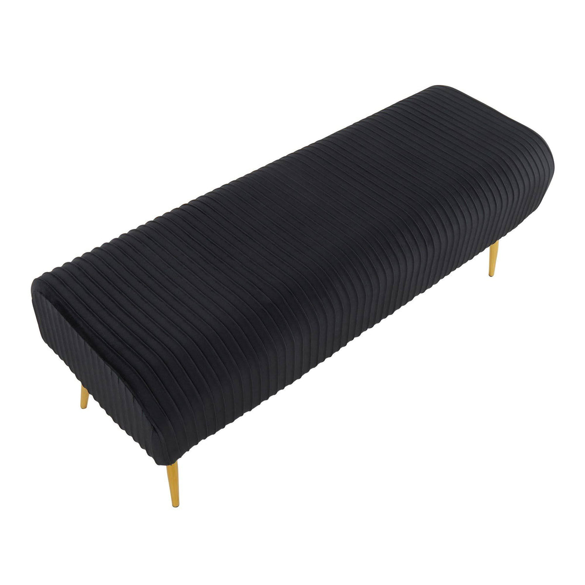 Silver Velvet and Gold Steel Pleated Bench E804763