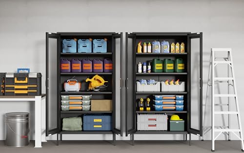 Lockable Metal Garage Storage Cabinet with Wheels F445