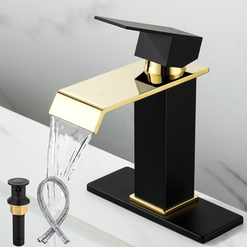 Black and Gold Single-Handle Bathroom Sink Faucet Z573317