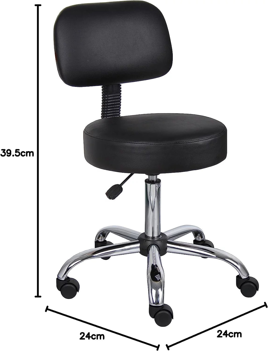 Black Vinyl Stool with Back Cushion G168211