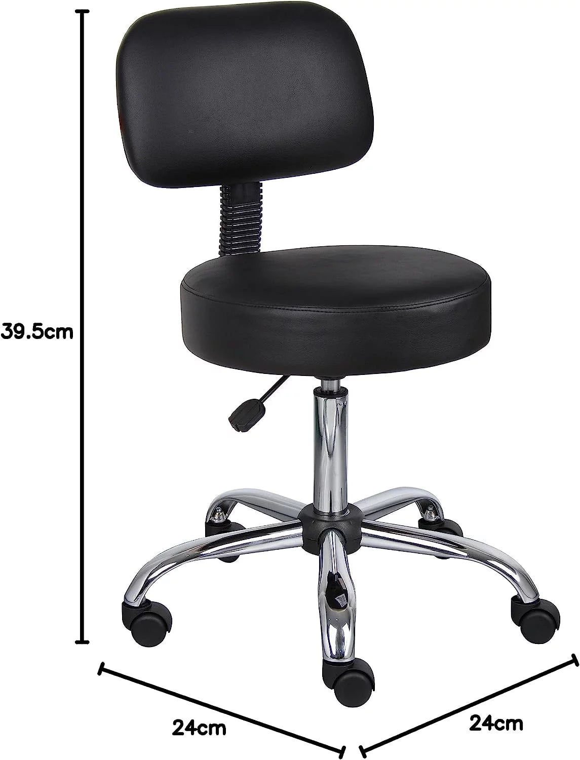 Black Vinyl Stool with Back Cushion G168211