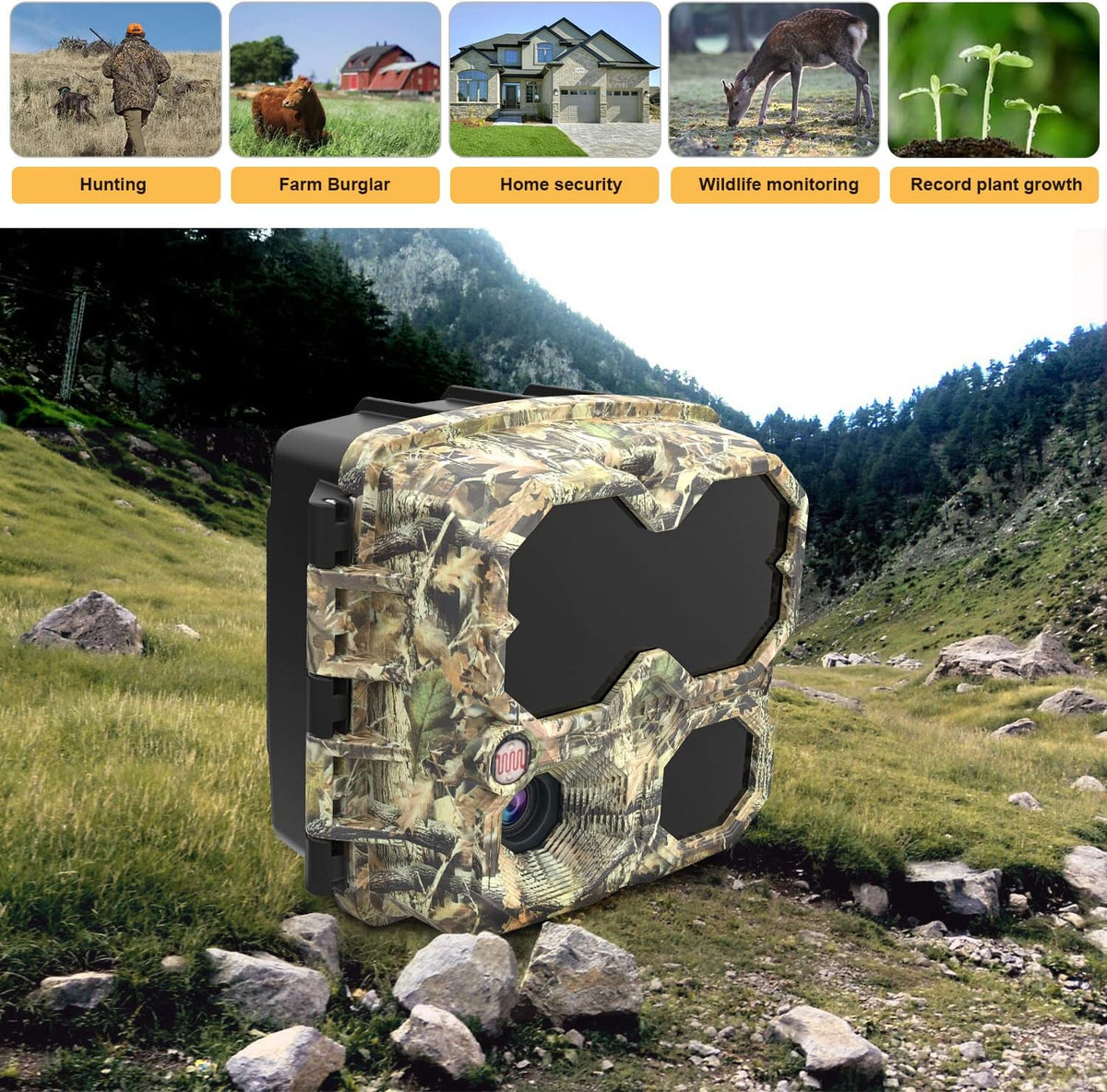 Pack of 2 Mini 12MP 1080P Waterproof Game Camera with Night Vision Motion Activated Video Cam D5052