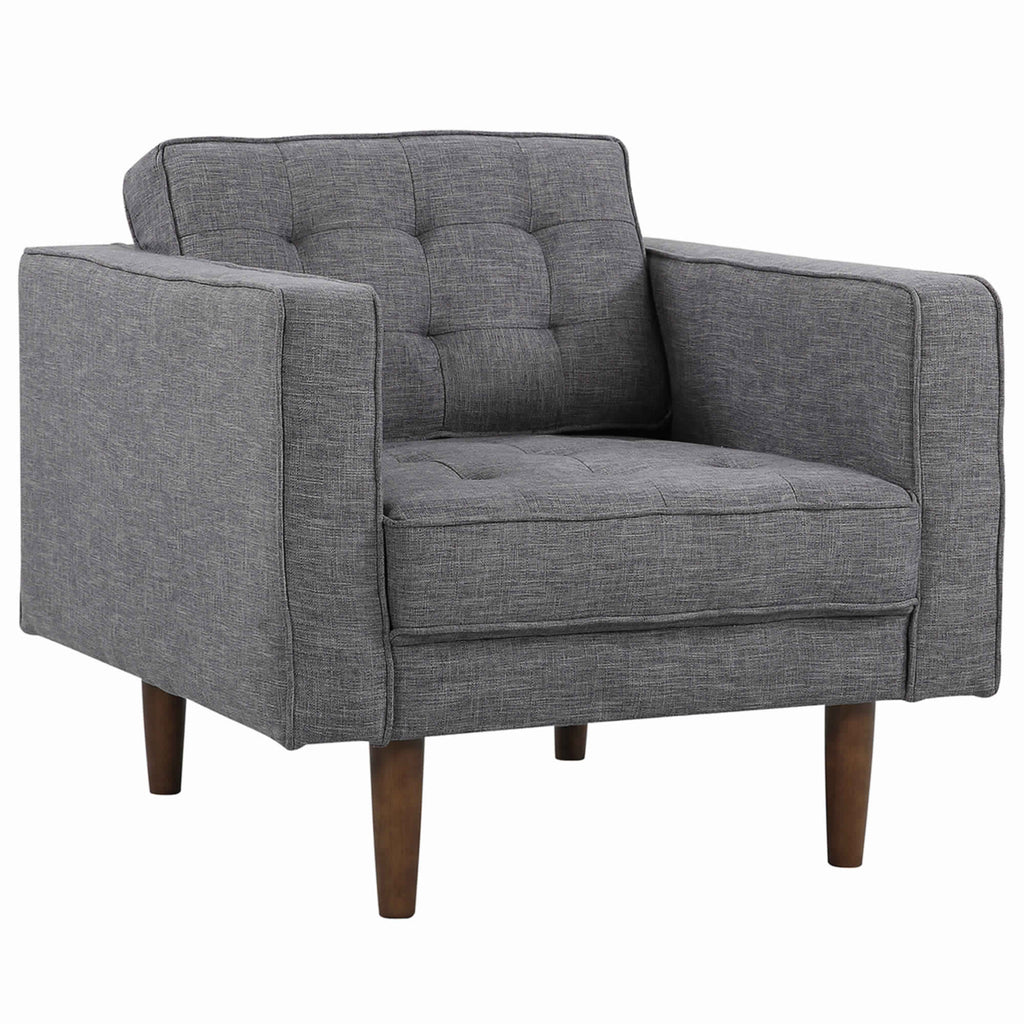 Gray Fabric Button Tufted Back Chair with Track Arms S394005