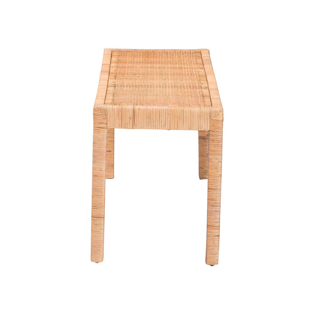 Natural Rattan and Mahogany Wood Accent Bench Z47751