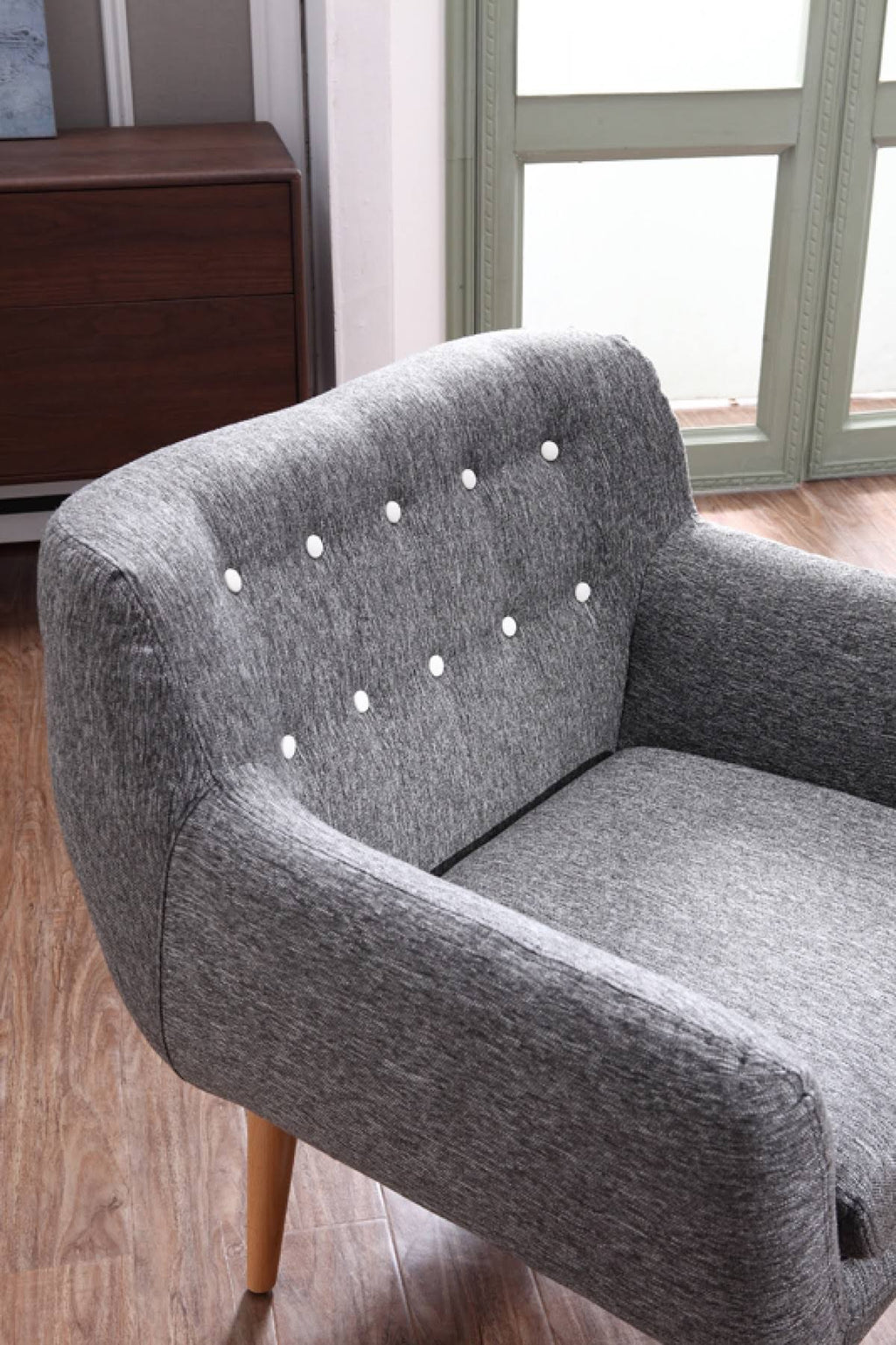 Grey and White Fabric Accent Chair G38784
