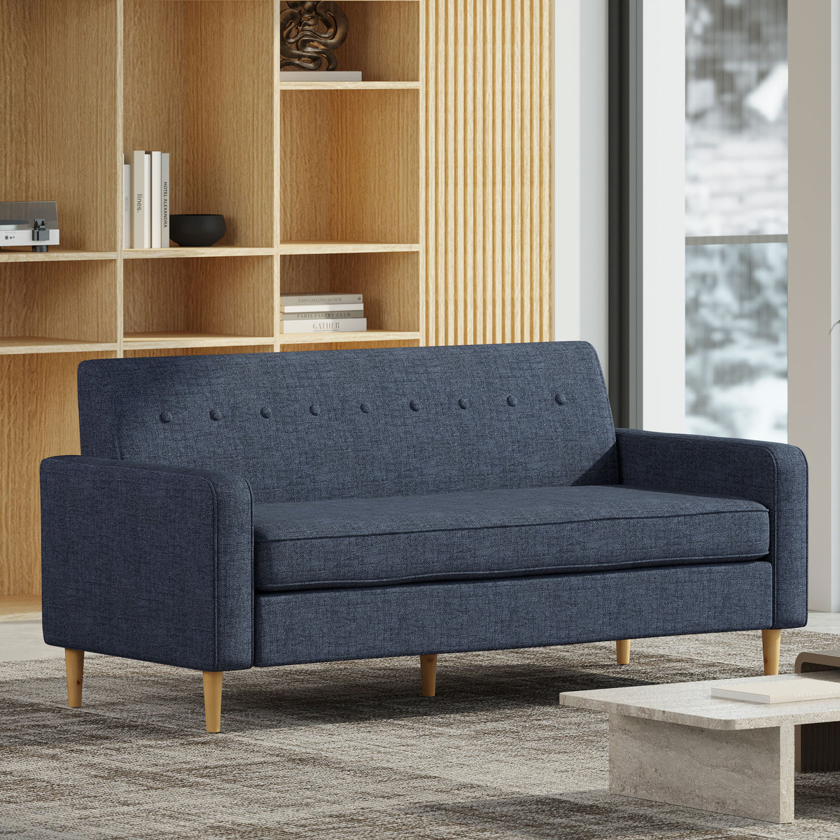 Dark Blue Upholstered Fabric 3 Seater Sofa K76794