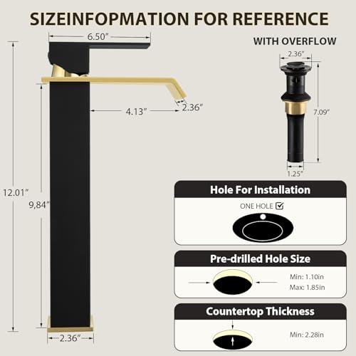 Black and Gold Single-Handle Bathroom Sink Faucet Z573317