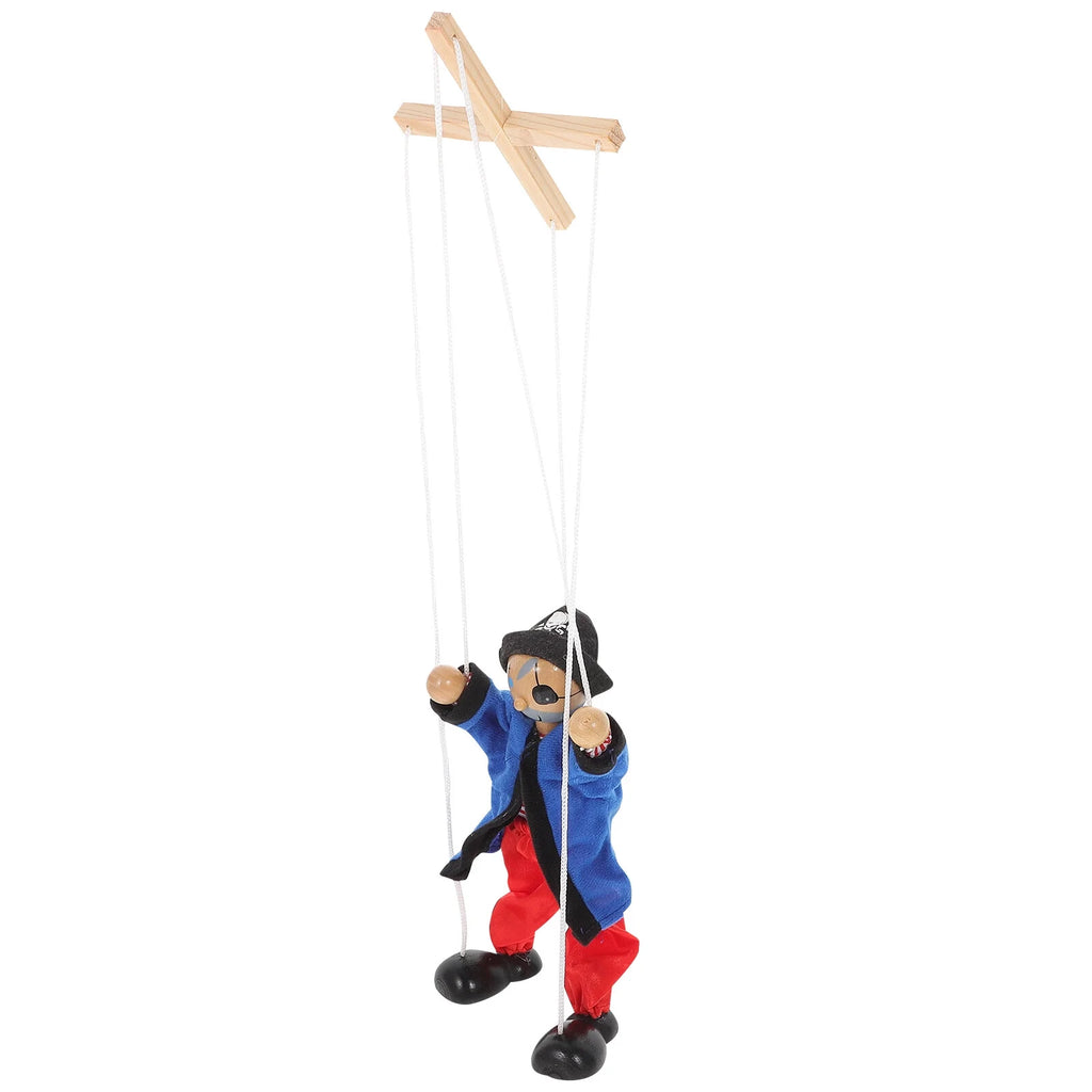 Wooden Pirate Marionette Interactive Toy Puppet D9274