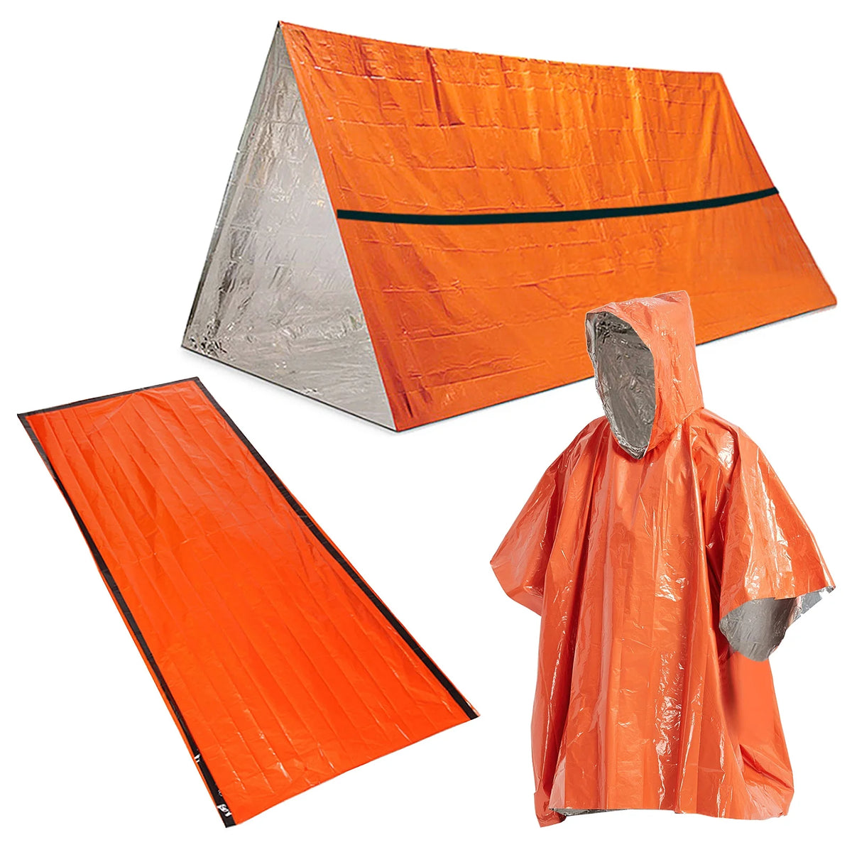 Waterproof Thermal Poncho Raincoat with Sleeping Bag and Tent Shelter F75352