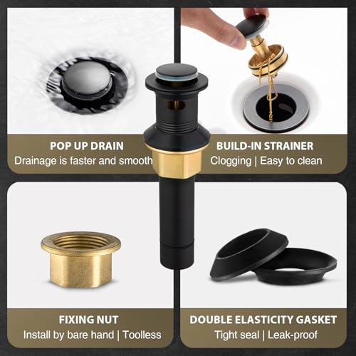 Black and Gold Single-Handle Bathroom Sink Faucet Z573317