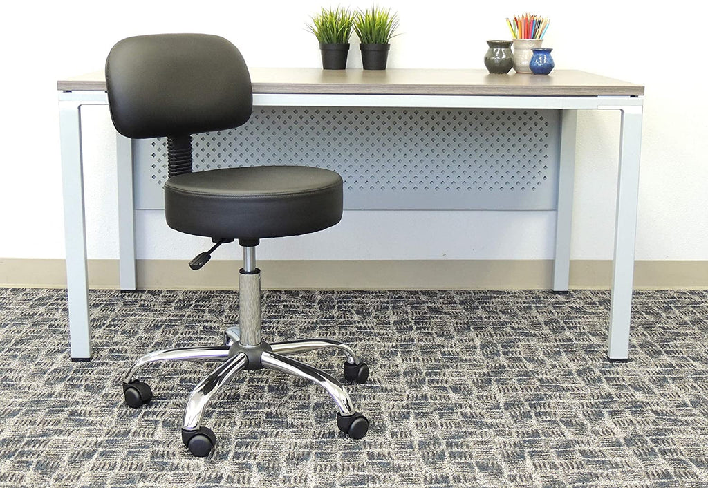Black Vinyl Stool with Back Cushion G168211