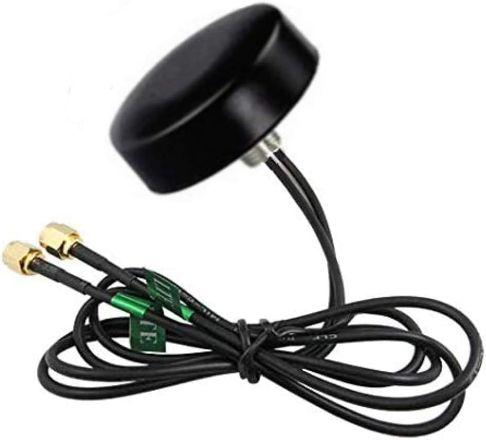 5G LTE Puck Antenna MIMO Omni-Directional with Dual-Diversity SMA Male Connectors with 15′ Cables, Pack of 2 B443806