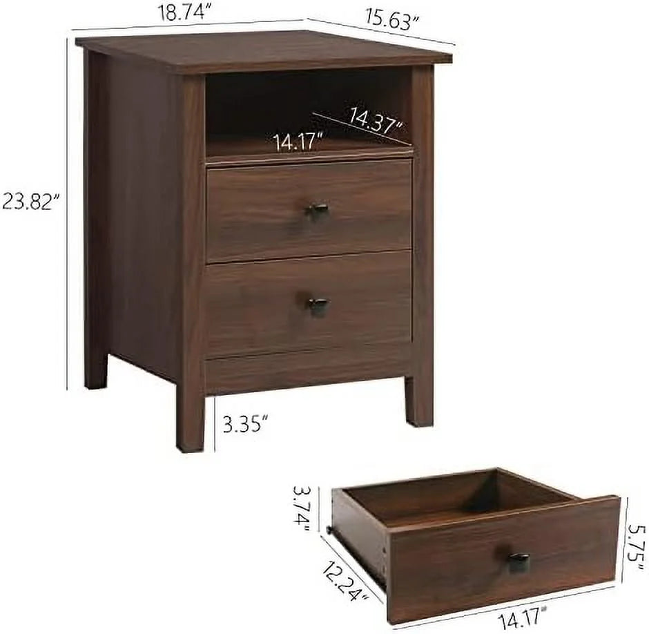 Set of 2 Wood Nightstands with Drawers Z813